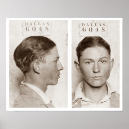 Póster Clyde Champion Barrow Mug Shot Dallas Circa 1926