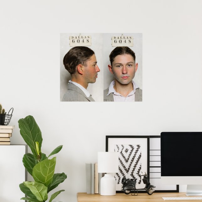 Póster Clyde Champion Barrow MugShot Dallas Circa 1926 (Oficina en casa)