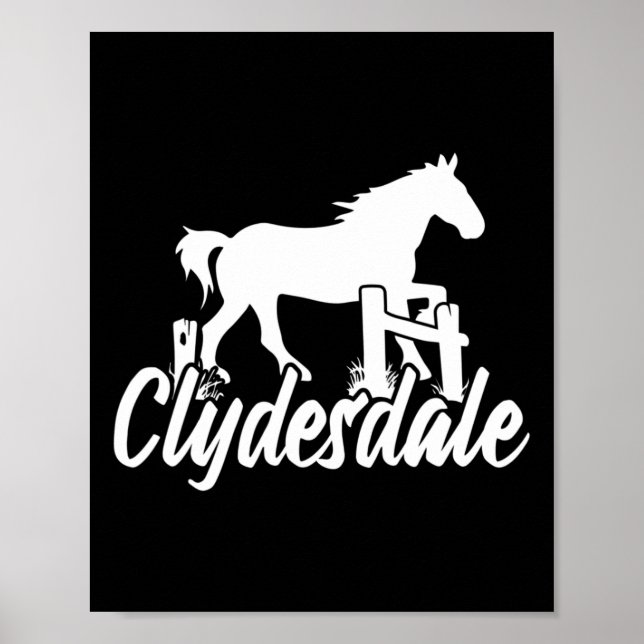 Póster Clydesdale Borrador de caballos Pun Hípica (Frente)