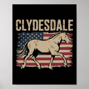Póster Clydesdale Caballo Gigante Pony Caballo Montado a 