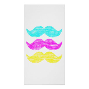 Póster CMY Mustaches (estilo letterpress)
