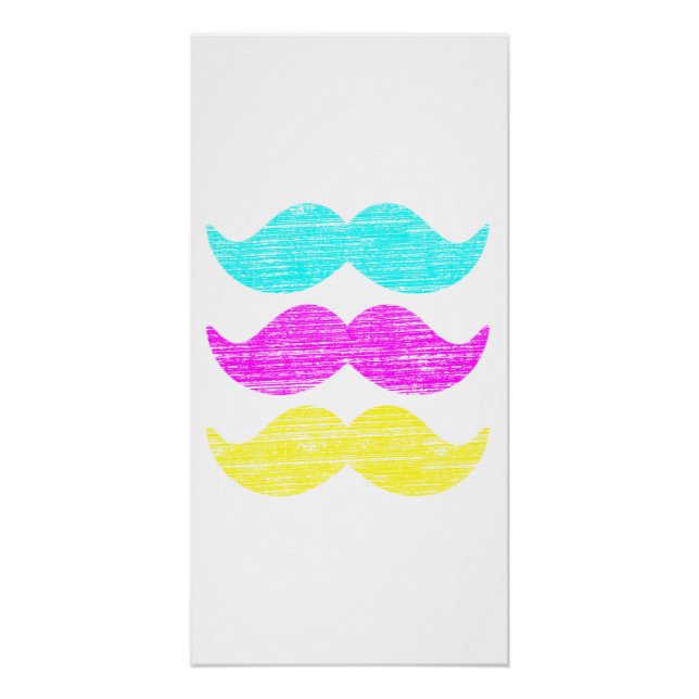 Póster CMY Mustaches (estilo letterpress) (Anverso)