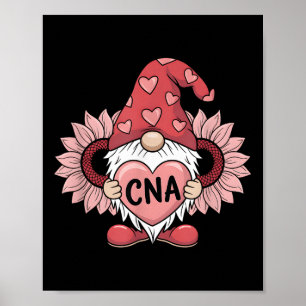 Póster Cna Enfermera Gnome Sostengo Corazón Girasol Valen
