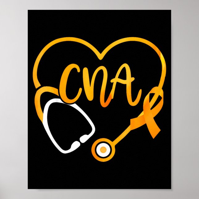 Póster Cna Heart Stethoscope Ribbon Multiple Sclerosis Aw (Frente)