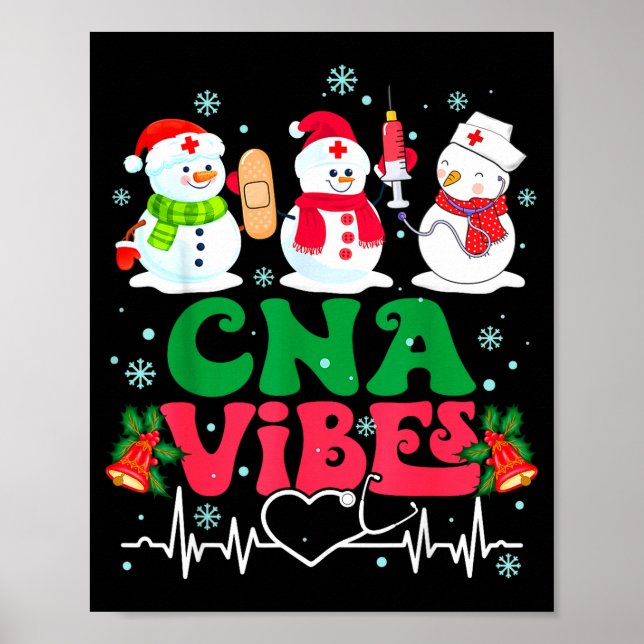 Póster Cna Vibes Nurse Snowman Stethoscope Santa Funny Ch (Frente)