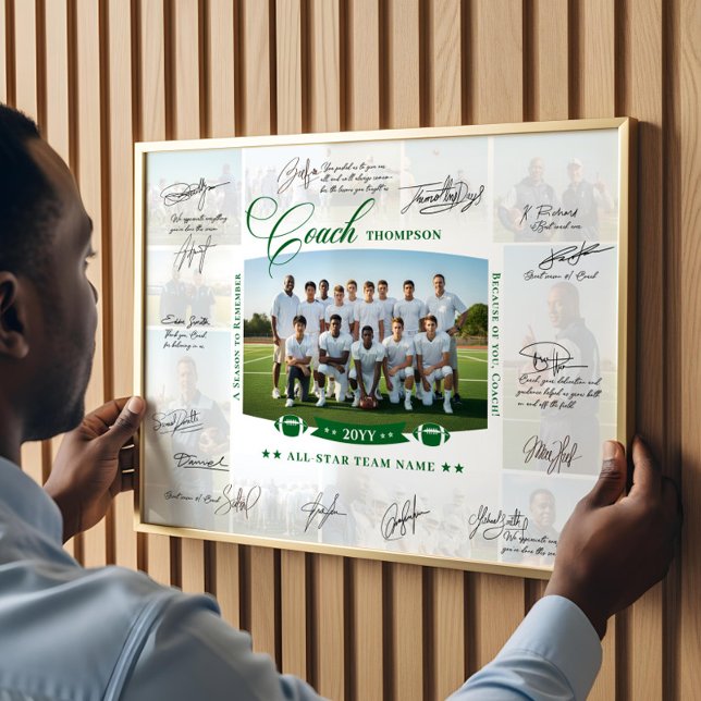 Póster Coach Appreciation Collage Football Team Signature (Coach Appreciation Collage Football Team Signature Poster)