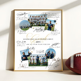 Póster Coach Appreciation Collage Football Team Signature