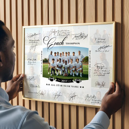 Póster Coach Appreciation Collage Football Team Signature