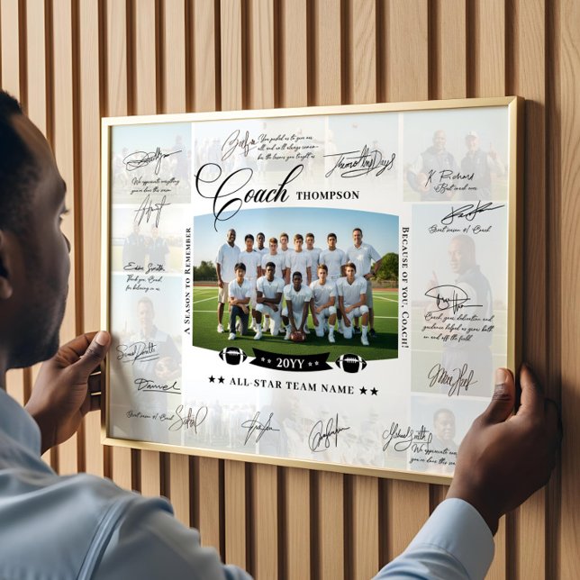Póster Coach Appreciation Collage Football Team Signature (Coach Appreciation Collage Football Team Signature Poster)