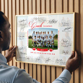 Póster Coach Appreciation Collage Football Team Signature