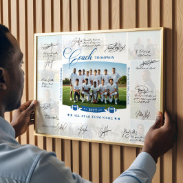 Póster Coach Appreciation Collage Football Team Signature