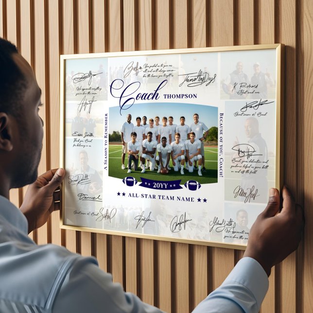 Póster Coach Appreciation Collage Football Team Signature (Coach Appreciation Collage Football Team Signature Poster)