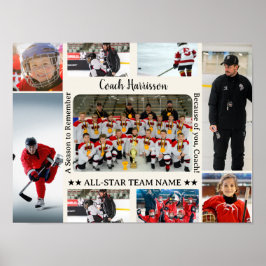 Póster Coach Appreciation Photo Collage Team 