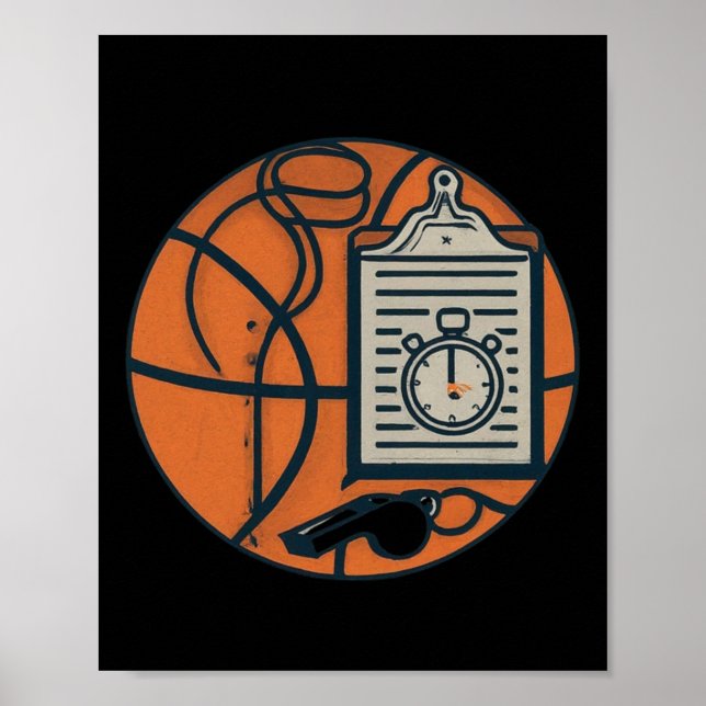 Póster Coach de baloncesto Whistpboard Stopwatch (Frente)