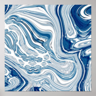 Póster coast beach nautical waves watercolor blue swirls