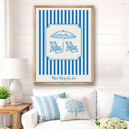 Póster Coastal Beach Vibes Blue Stripes