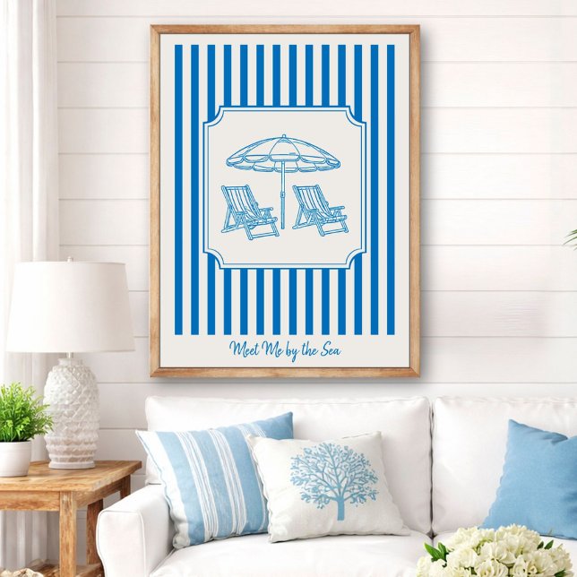 Póster Coastal Beach Vibes Blue Stripes (Subido por el creador)