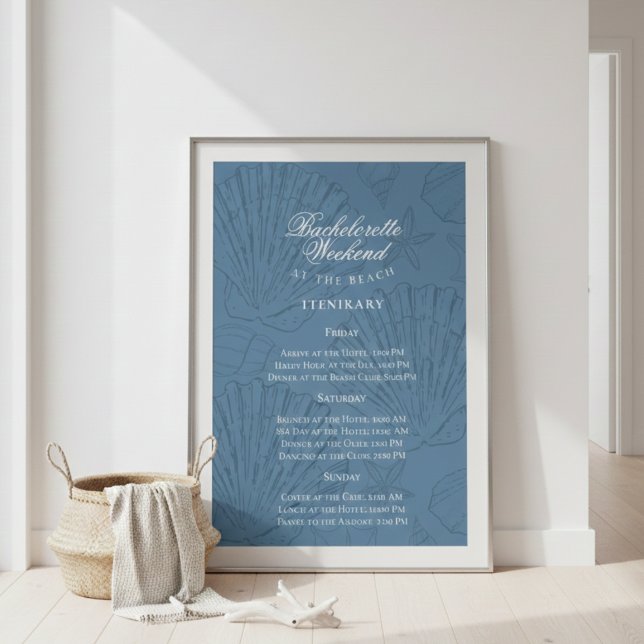 Póster Coastal Blue Bachelorette Itinerary (Coastal Blue Bachelorette Itinerary Poster)