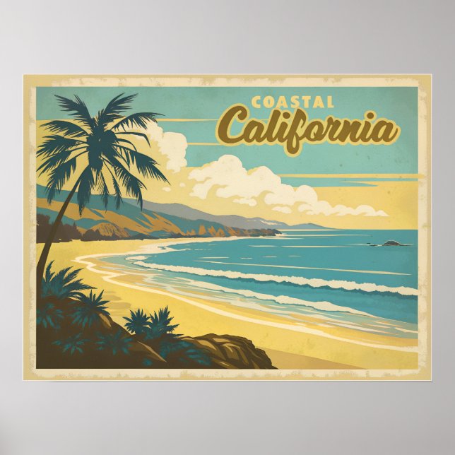 Póster Coastal California Vintage (Frente)