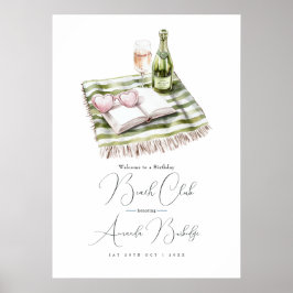 Póster Coastal Chic Beach Club Birthday Welcome Sign