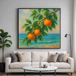 Póster Coastal Citrus - Pastel Painting Style Orange Tree