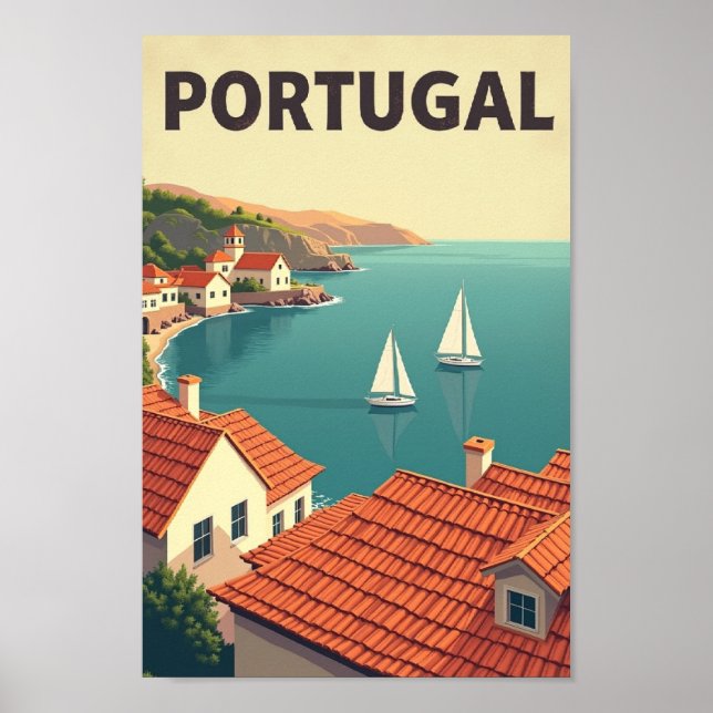 Póster Coastal Portugal – Retro Seaside Escape (Frente)