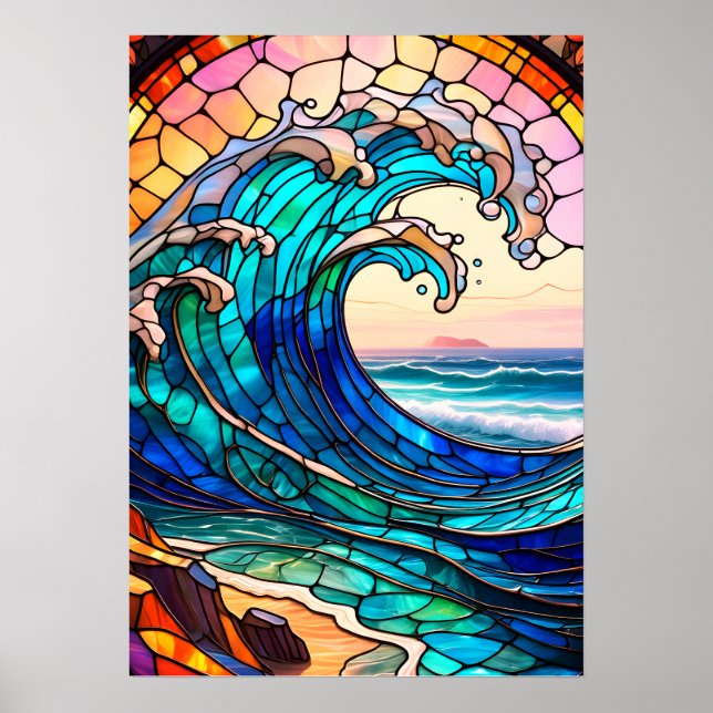 Póster Coastal Stained Glass Art Poster (Frente)