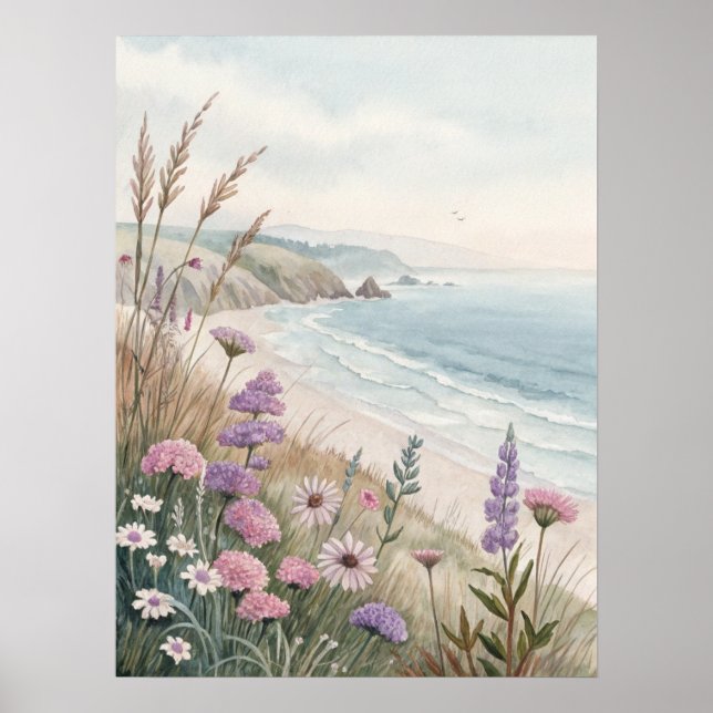 Póster Coastal Wildflower Beach (Frente)