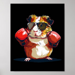Póster Cobaya boxeando con guantes de boxeo Kickboxing Fu