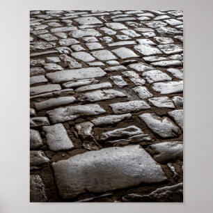 Póster Cobblestones iluminados por luna