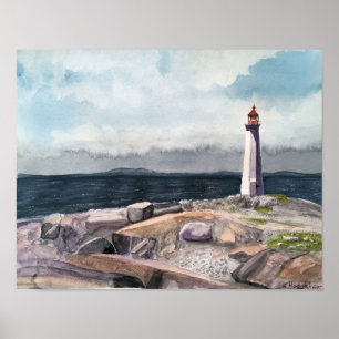 PÓSTER COBERTURA DE PEGGY, NOVA SCOTIA, CANADÁ WATERCOLOR