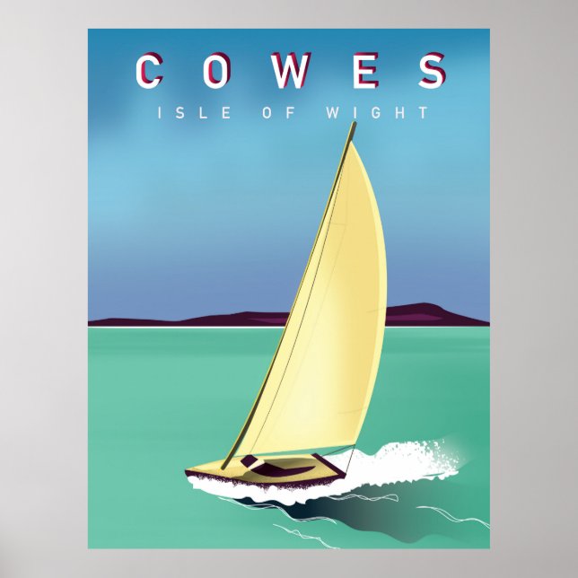 Póster cobes isle de wight travel poster print. (Frente)