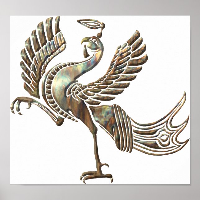 Póster Cobre calentado de pájaro rojo (Frente)