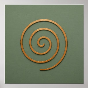 Póster Cobre espiral sobre Poster verde