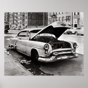 Póster Coche Abandonado, 1964. Foto Antigua