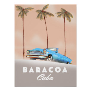 Póster coche antiguo Baracoa Cuba