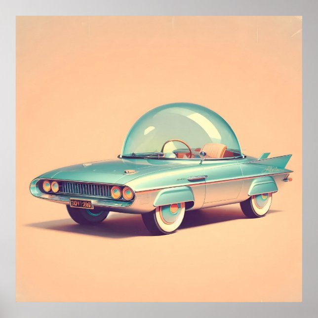 Póster Coche Burbuja Atómica Futurista Blaster (Frente)