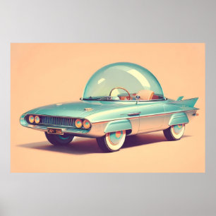 Póster Coche Burbuja Atómica Futurista Blaster 