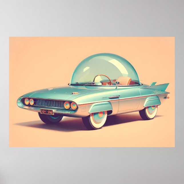 Póster Coche Burbuja Atómica Futurista Blaster  (Frente)