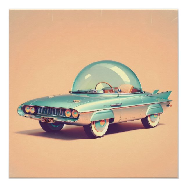 Póster Coche Burbuja Atómica Futurista Lanzablaster (Anverso)