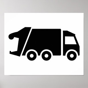 Póster Coche camión de la basura