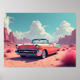 Póster Coche Clásico En El Desierto