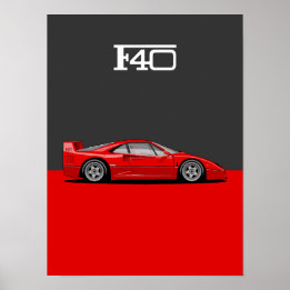 Póster Coche clásico F40 santo trinidad