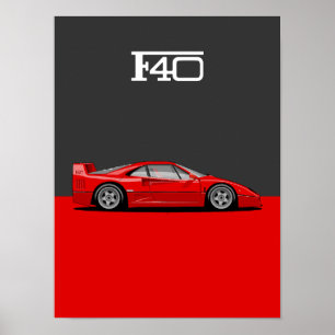 Póster Coche clásico F40 santo trinidad