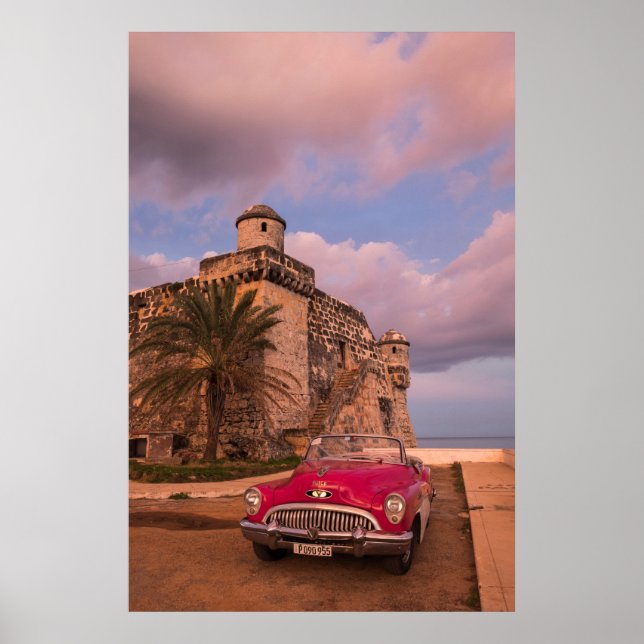Póster Coche Clásico Rojo, Cuba (Frente)