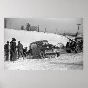 Póster Coche clásico Wreck, 1940