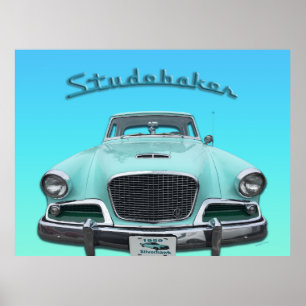 Póster Coche Classic Vintage Studebaker Silver Hawk 1959