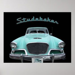 Póster Coche Classic Vintage Studebaker Silver Hawk 1959