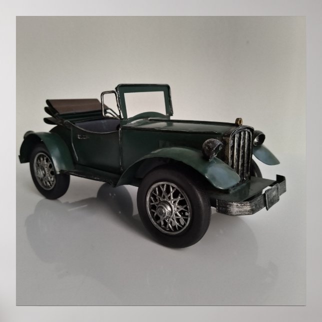 Póster coche convertible de estilo retro anticuado (Frente)