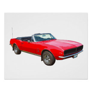 Póster Coche convertible rojo del músculo de 1967 Camaro